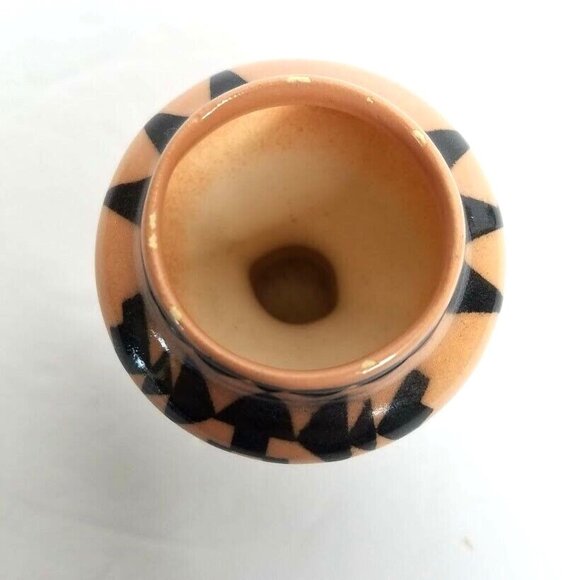 Navajo Miniature Pottery 2" Vase Vintage 87 Signed Yellowhair USA Tan Black - Picture 4 of 9